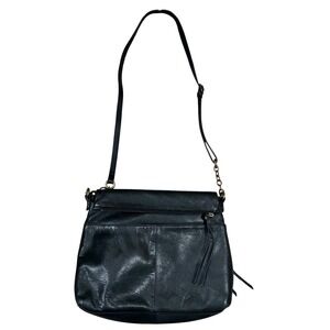 Margot Black Simple‎ Genuine Leather Crossbody Bag Shoulder Bag Gold Hardware